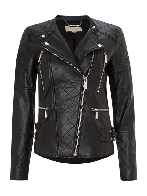 michael kors jacket quilted leather motorcycle|Michael Kors leather jacket macy's.